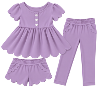 Luxe Cotton Knit Scalloped 3 Piece Set **Pre-Order ETA Mid January**