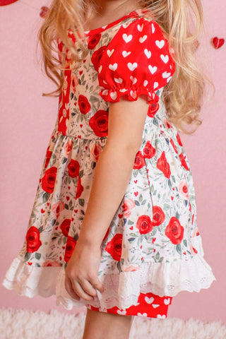 Roses and Hearts Puff Sleeve Playwear