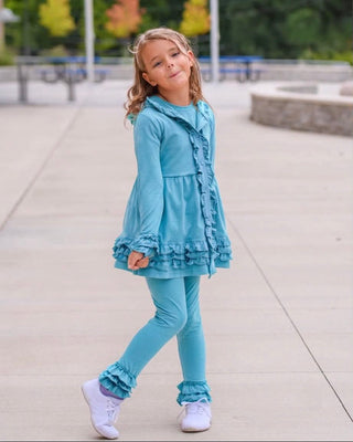 Blue Ruffled Cardigan 3 Piece Bundle Set **ETA October**
