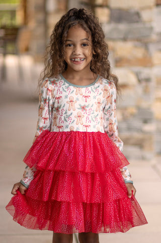 Gingerbread Sparkle Tulle Dress **Pre-Order ETA end of November**