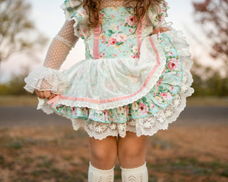 Petals and Lace-Skirted Romper Ready to Ship!