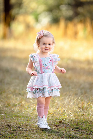 Petals and Lace-Skirted Romper Ready to Ship!