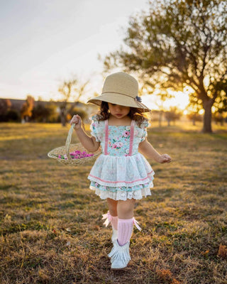 Petals and Lace-Skirted Romper Ready to Ship!