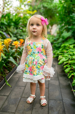 Tropical Blooms Skirted Romper