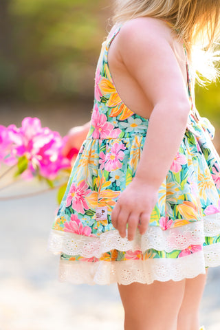 Tropical Blooms Skirted Romper