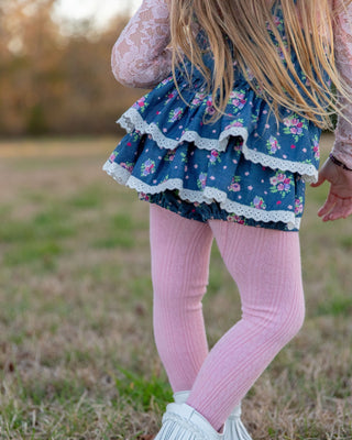 Summer Chambray Bouquet Overalls-READY TO SHIP