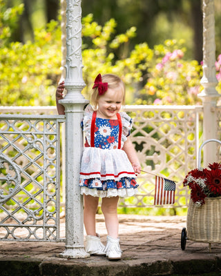 Red, White and Blooms Romper