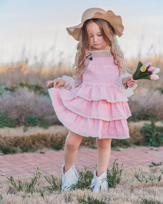 Blissfully Pink Overalls Dress