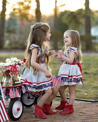 Red, White, and Blooms Tunic Set