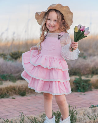 Blissfully Pink Overalls Dress