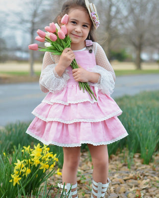 Blissfully Pink Overalls Dress