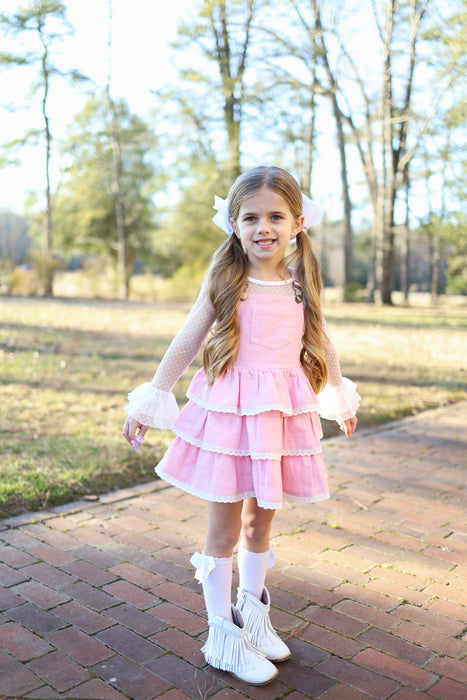 Blissfully Pink Overalls Dress