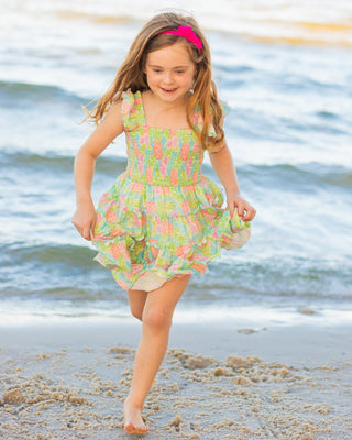 Pineapple Paradise Smocked Summer Dress