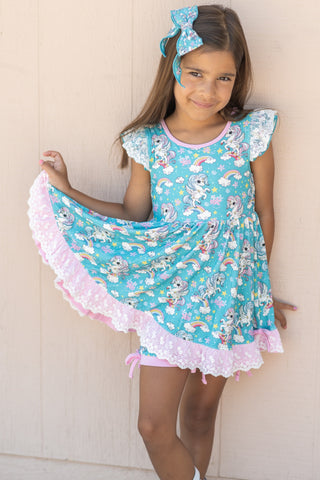 Unicorn and Rainbow Adventures-Bamboo Tunic Set 3 Piece Set