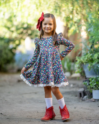 Forever Blooms- Navy Twirl Dress Set