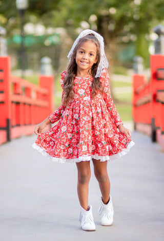 Roses Twirl Dress Set-ready to ship