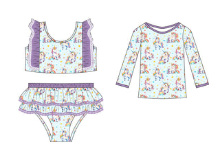 Unicorn and Rainbow Dreams -3 Piece Swim Set- Ready to Ship!