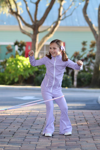 Purple Power Full Zip Up Jacket and Flair Pants