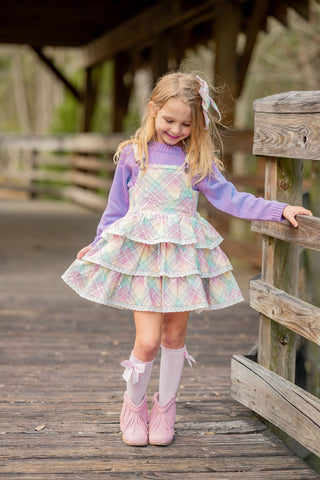 Pastel Rainbow Overalls Dress - RTS