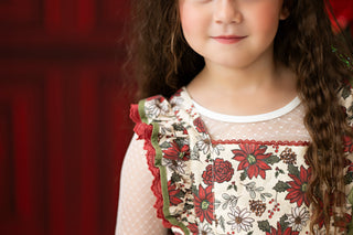 Poinsettia Petals Pinafore -Ready to Ship 5-7 Days