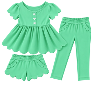 Luxe Cotton Knit Scalloped 3 Piece Set **Pre-Order ETA Mid January**