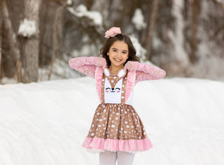 Love Me Deerly Velvet Pinafore Set- Ready to Ship!