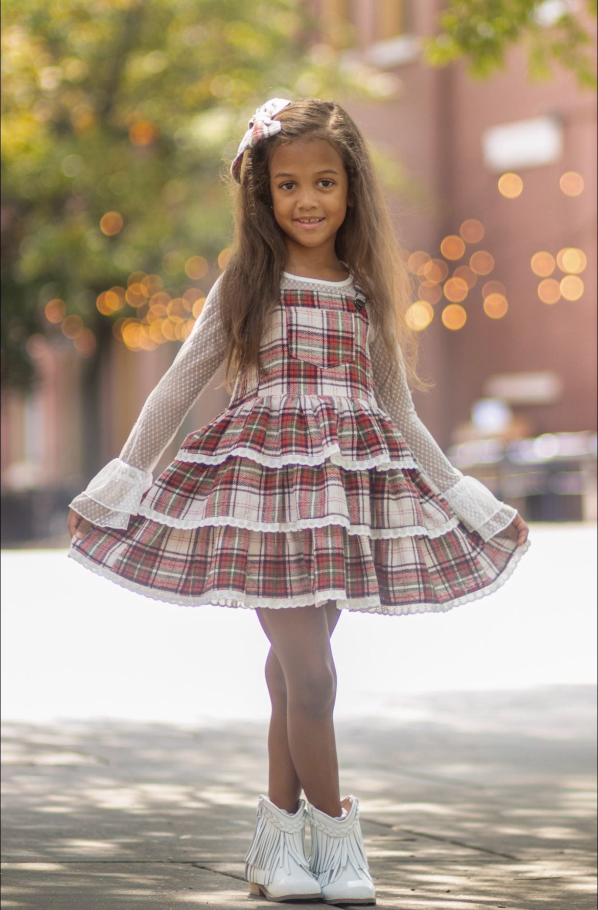 Winter Plaid Overalls Dress - READY TO SHIP LIV + STELLA Winter Plaid Overalls Dress - READY TO SHIP LIV + STELLA