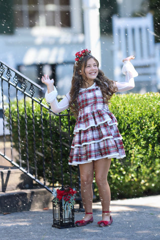 Winter Plaid Overalls Dress - READY TO SHIP