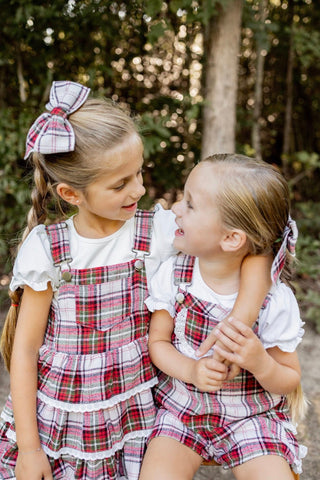 Winter Plaid Overalls Dress - READY TO SHIP