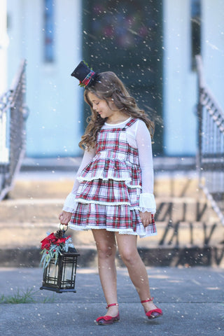 Winter Plaid Overalls Dress - READY TO SHIP