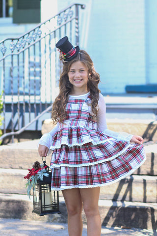 Winter Plaid Overalls Dress - READY TO SHIP