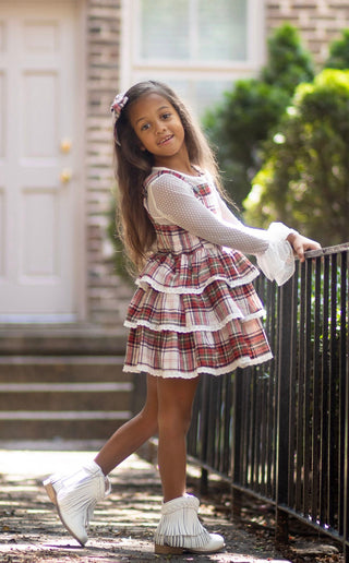 Winter Plaid Overalls Dress - READY TO SHIP LIV + STELLA Winter Plaid Overalls Dress - READY TO SHIP LIV + STELLA