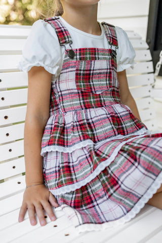 Winter Plaid Overalls Dress - READY TO SHIP