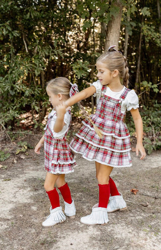 Winter Plaid Overalls Dress - READY TO SHIP
