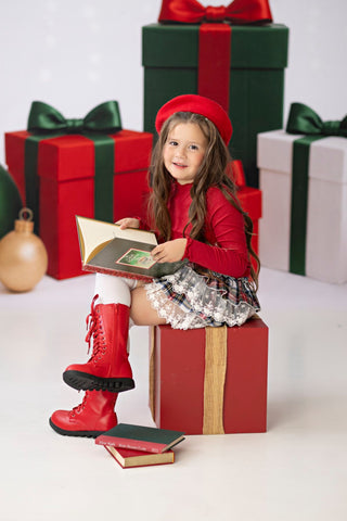 Evergreen Tartan Red Layering Cotton Top **Pre-Order ETA 8 Weeks**