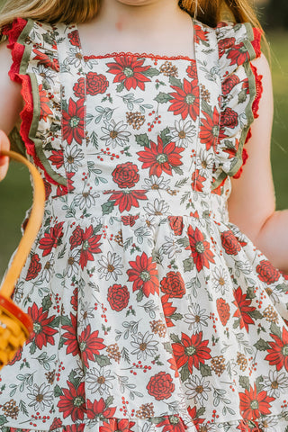 Poinsettia Petals Pinafore -Ready to Ship 5-7 Days