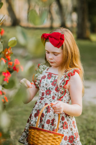 Poinsettia Petals Pinafore -Ready to Ship 5-7 Days