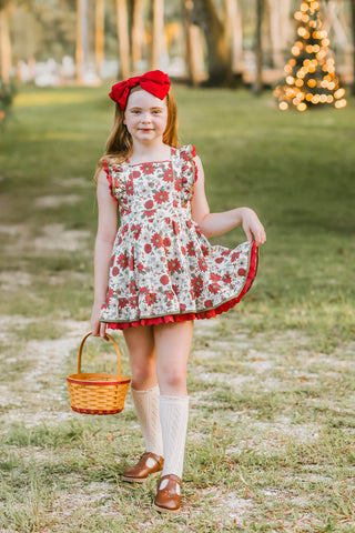 Poinsettia Petals Pinafore -Ready to Ship 5-7 Days