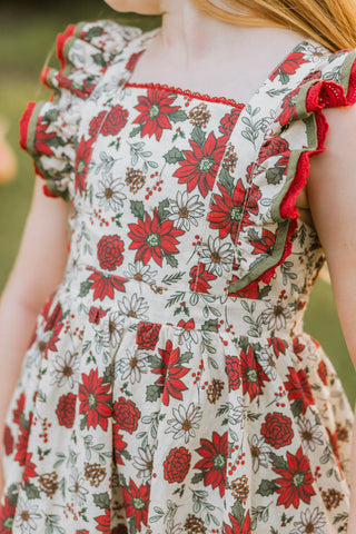 Poinsettia Petals Pinafore -Ready to Ship 5-7 Days