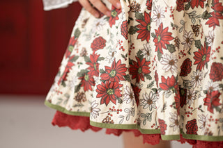 Poinsettia Petals Pinafore -Ready to Ship 5-7 Days