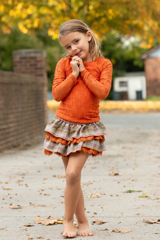 Burnt Orange- Cotton Lace Long Sleeved Top