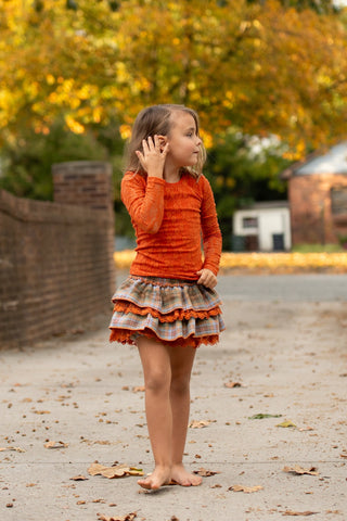 Burnt Orange- Cotton Lace Long Sleeved Top