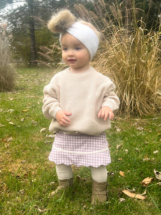 Cozy Sweater & (Plum) Gingham Activewear Skort Set -Ready to Ship