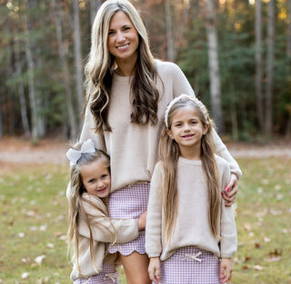 Cozy Sweater & (Plum) Gingham Activewear Skort Set -Ready to Ship