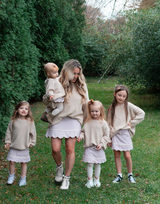 Cozy Sweater & (Plum) Gingham Activewear Skort Set -Ready to Ship