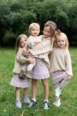 Cozy Sweater & (Plum) Gingham Activewear Skort Set -Ready to Ship