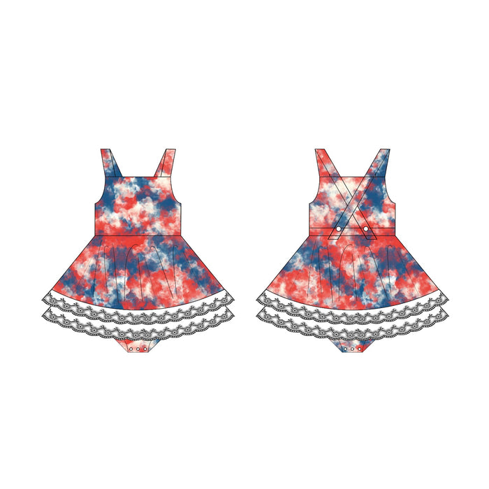 American Tie Dye Skirted Romper