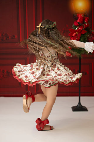 Poinsettia Petals Pinafore -Ready to Ship 5-7 Days