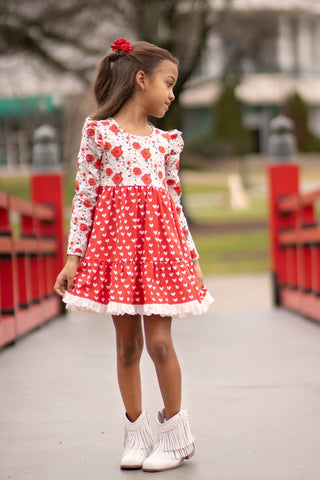 Roses & Heart Twirl Dress