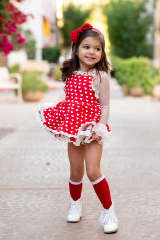Roses & Heart Skirted Romper